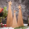 1 Set Desktop Rustic Wooden Handmade Ornament Decorative Tree Durable Christmas Festive Craft Creative