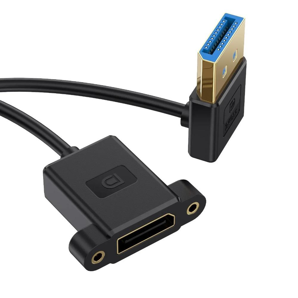 0,3 м Кабель-удлинитель DisplayPort 1.4 для монтажа на панели, Угловой (вверх/вниз/влево/вправо) 90 градусов, DP 8K60 Гц 4K144 Гц, Тонкий шнур для монитора ПК