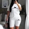 Женские наряды, модные повседневные с принтом, короткий рукав + шорты, костюм, простая футболка, спортивные костюмы, летние повседневные короткие комплекты