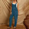 Women's Solid Color Corduroy Wide Leg Overalls Sleeveless Vest Pocket Casual Jumpsuit