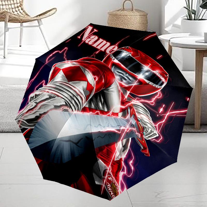 Автоматический зонт с индивидуальным именем в стиле Mighty Morphin, легкий и портативный, 8 спиц, идеально подходит для путешествий на свежем воздухе, дней рождения, Рождества, подарков.