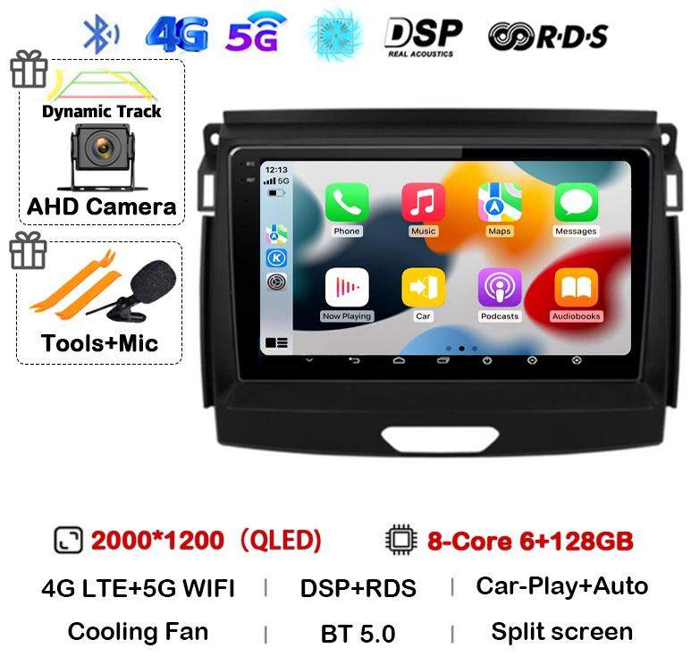 Android 14 Carplay Авто Радио Стерео Для Ford Ranger 2015 2016 2017 2018 2019 2020 GPS Мультимедиа Авторадио Плеер Головное Устройство