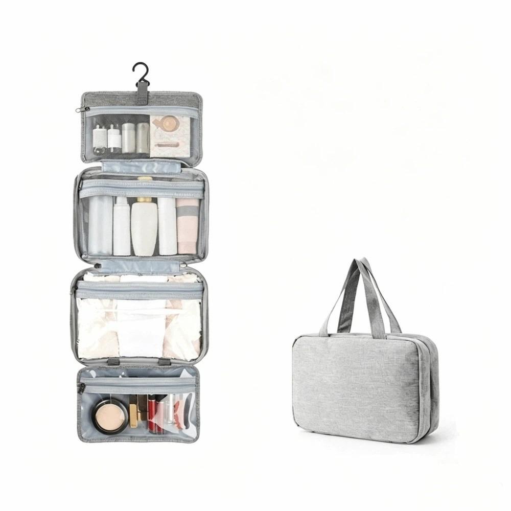Large Capacity 4 Fold Toiletry Bag Wet Dry Separation Makeup Bag Travel Hanging Wash Bag Home
