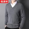 Hengyuanxiang Men's Thickened Pure Cashmere V-Neck Sweater