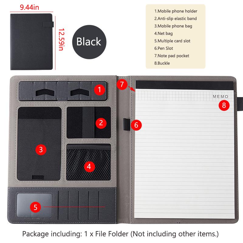 University A4 Leather Padfolio Portfolio Folder Magnetic Clipboard Business Executive Folders Documents Holder Organizer Office