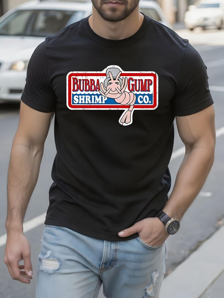 Bubba Gump Shrimp Co Official Movie Tee - Forrest Gump shrimp graphic - Black with Red/Blue Logo - Plus Size T-shirt