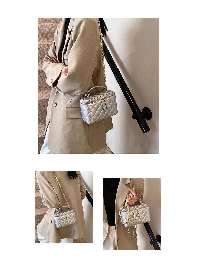 Трендовая мини-сумочка Xiao Xiang с ромбовидной стежкой и цепочкой - Универсальная квадратная сумка на плечо и через плечо