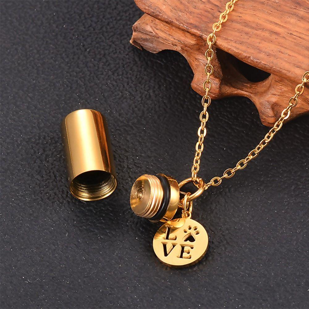 DIY Ashes Urn Memorial Necklace Gold Silver Perfume Vial Pendant Keepsake Pendant Unisex
