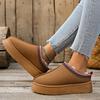 New Snow Boots Women Winter New Cashmere Warm Thick Soles Without Heel-covered Half Slipper Cotton Shoes Cashmere Warm Boots