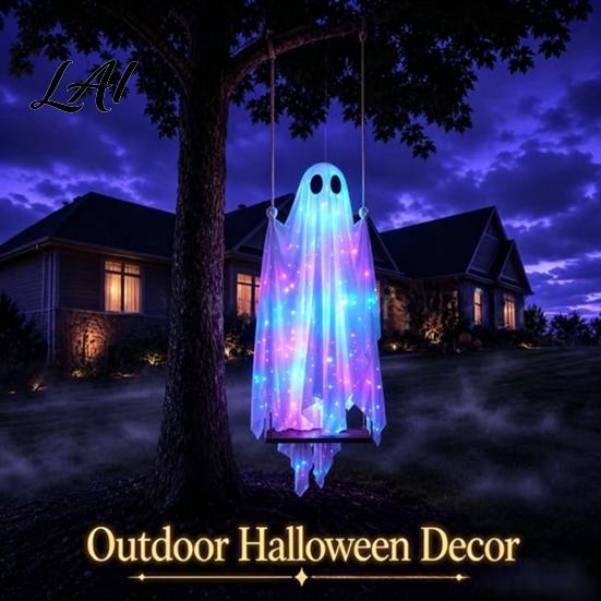 Breathing Story Yard Ornament Halloween Hanging Ghost Decoration Outdoor Swing for Haunted House Prop Porch Garden Weather Resistant Party