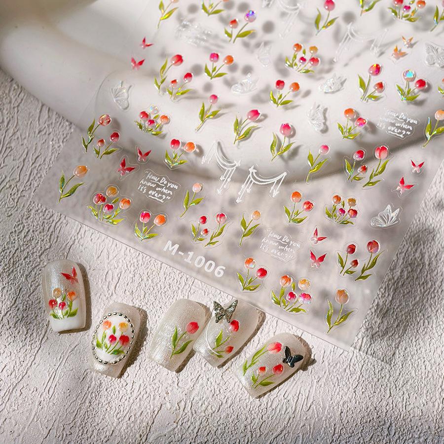 TENSOR Золотой Тюльпан M-1006 Прозрачный Гель-желе с битым стеклом Наклейка для нейл-арта