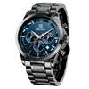 BENYAR Men's Watch Analog Quartz Movement Chronograph Watch Casual Sports Design Stainless Steel Strap 30M Waterproof Elegant Gift for Men Black Blue