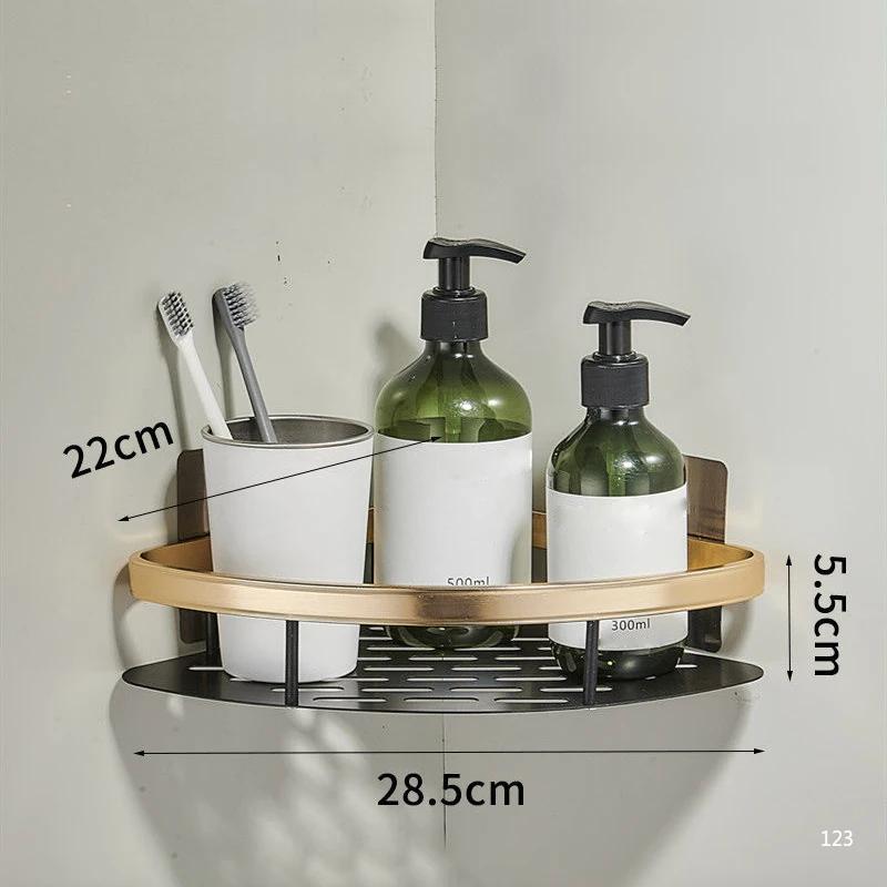 Kitchen Storage Bathroom Shelves Organizer Aluminum Alloy Shower Shelf  Accessories Shampoo Rack Multi-scenario No Drill Shelf
