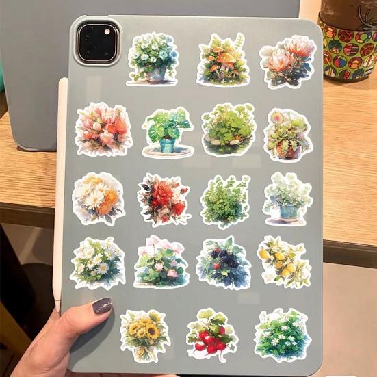 50 шт./компл., ручная роспись, наклейка с цветком и растением, самоклеящаяся, водонепроницаемая, из ПВХ, чехол для телефона «сделай сам», чашка, багаж, скейтборд, ноутбук, наклейка для скрапбукинга