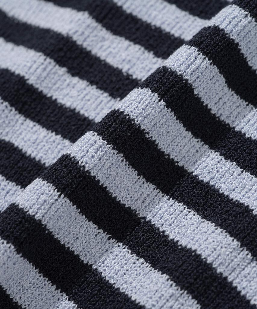 KNITTED Boucle Stripe Round Knit Navy
