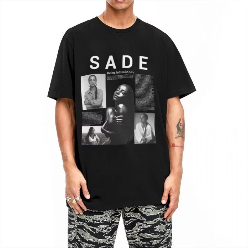 Y2k Casual Tshirt Unisexs Harajuku Cotton Tshirt Unisexs Short Sleeved Design Top Sades Concert Tshirt Summer Singer Sades
