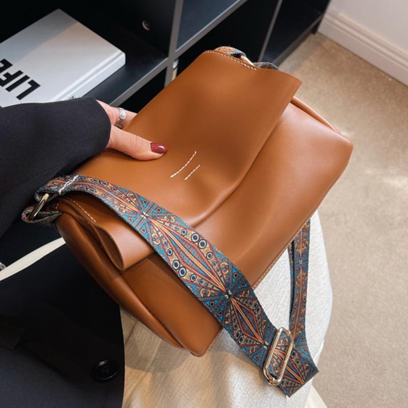 Yogodlns Винтажная сумка, женская новая высококачественная сумка на плечо, простая и универсальная, с широким ремнем, однотонная сумка через плечо, маленькая квадратная сумка