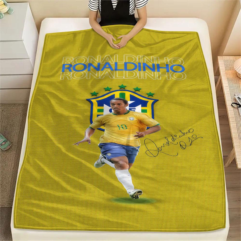 1PC Ronaldinho Patterned Flannel Blanket Suitable For All Seasons for Home Decor Warmth and Comfort Gifts Holiday Present