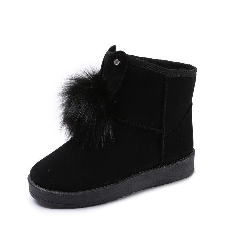 Order A Size Up Rabbit Ears Soft Snow Boots Women Winter Warm Plush Ankle Booties Female Fashion Slip On Cotton Shoes