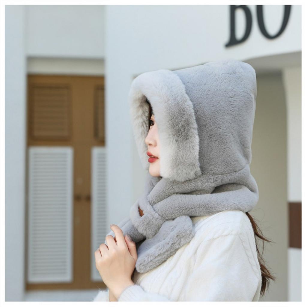 Hat, Scarf, One-piece Hat, Winter Fashion, Versatile, Female Adult Cycling, Warm and Plush Thick Ear Protection, Windproof Hat