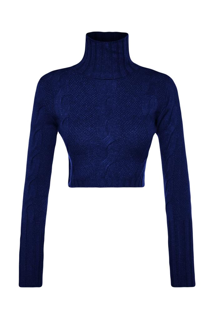 Женский свитер в элегантном стиле, мягкий текстурированный укороченный трикотаж с камнем, свитер