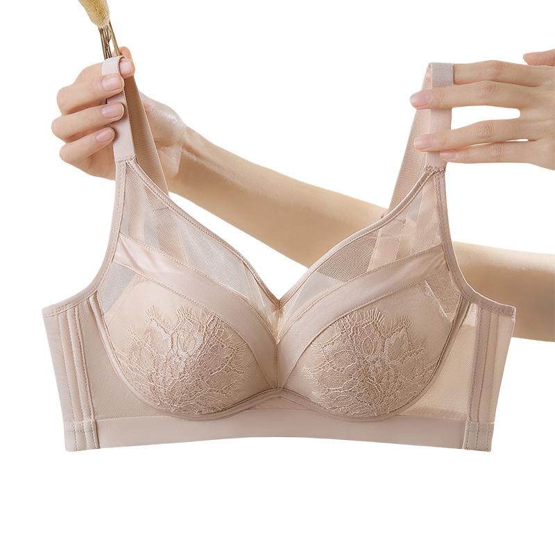 Сексуальный кружевной бюстгальтер против провисания для маленькой груди с поддержкой, не пустой, визуально увеличивающий, без косточек, комплект