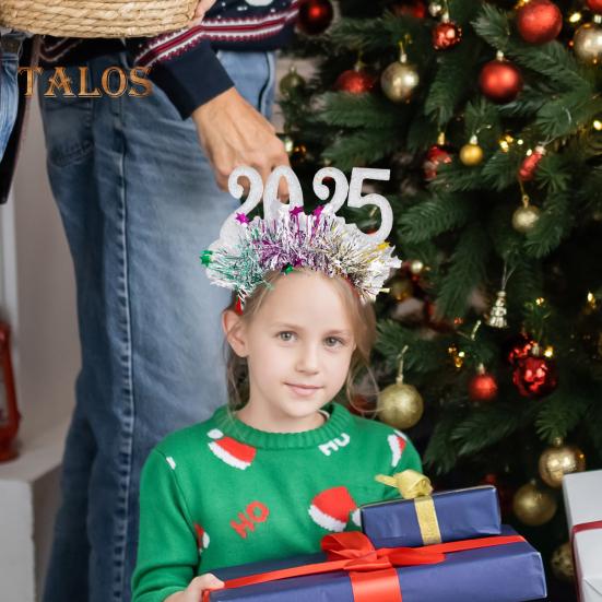 Обруч для волос с блестками для косплея 2025, декор в виде цифр, новогодняя повязка на голову, высокоэластичная дизайнерская повязка для волос, украшение для рождественской вечеринки