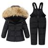 1-6 Years Kids Girls Boys Snow Wear Winter Hooded Puffer Jacket Outerwear and Bib Pants Two Piece Snowsuit Outfits