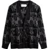 Letter Jacquard Button V-Neck Knit Sweater Men Sweater Space-Black J324798BEH