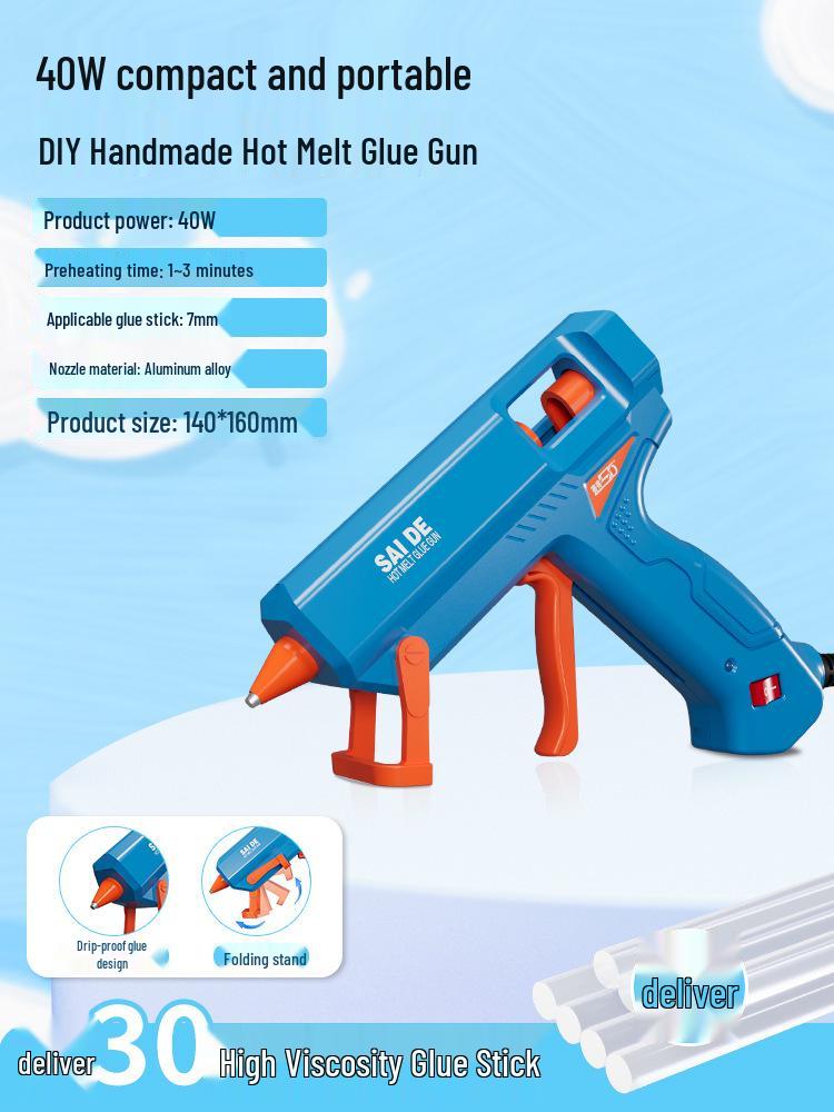 Клеевой пистолет для DIY с высокой вязкостью, тонким соплом и клеевыми стержнями для рукоделия и бытовых проектов