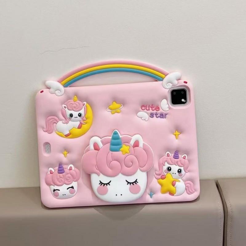 Silicone IPad Case With Adjustable Stand Unicorn Design 11 Air 7 Shockproof Full Cover