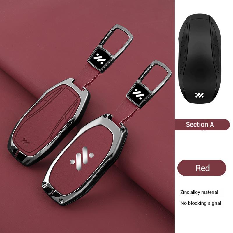 DCT4 Zinc Alloy Leather Key Case For IM LS6 MAX LS7 PRO L7 Dynamic Car Remote Protection Cover Bag Shell Keychain Accessories