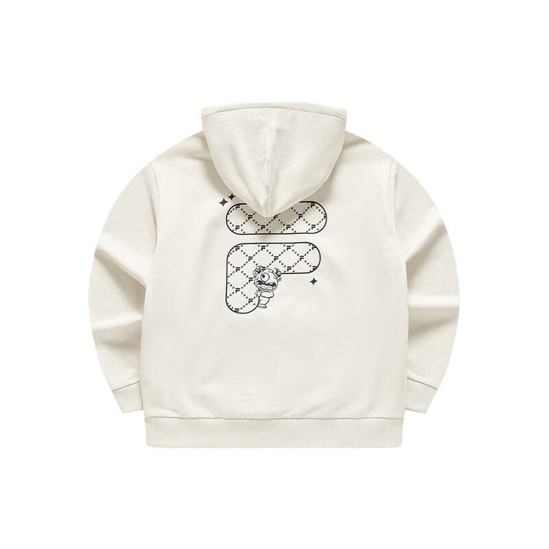 Fila Fusion Вязаный пуловер с капюшоном и принтом логотипа letter Винтажная спортивная толстовка колледжа Унисекс толстовка Молочно-бежевый T11U413207FBG
