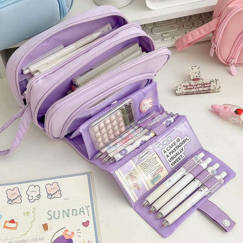 Пенал большой емкости для начальной школы, средней школы, для девочек, складной пенал для канцелярских принадлежностей, для мальчиков