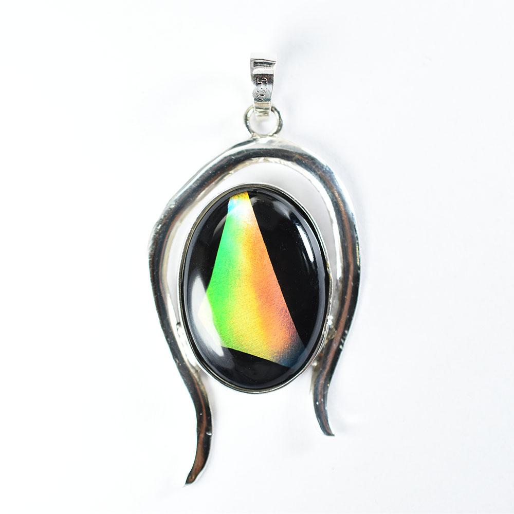Natural Opal Pendant 45.8 ct Multi Color Oval Cut 925 Sterling Silver October Birthday Birthstone