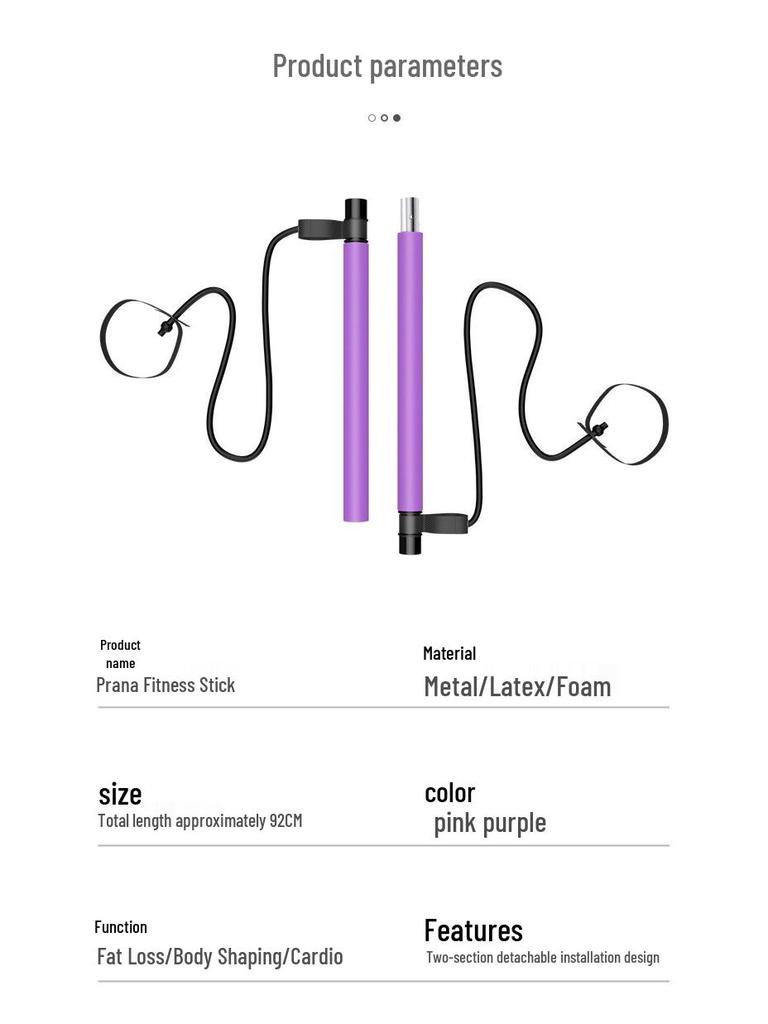 Women's Pilates Bar with Foot Pedal & Elastic Resistance Band for Home Fitness