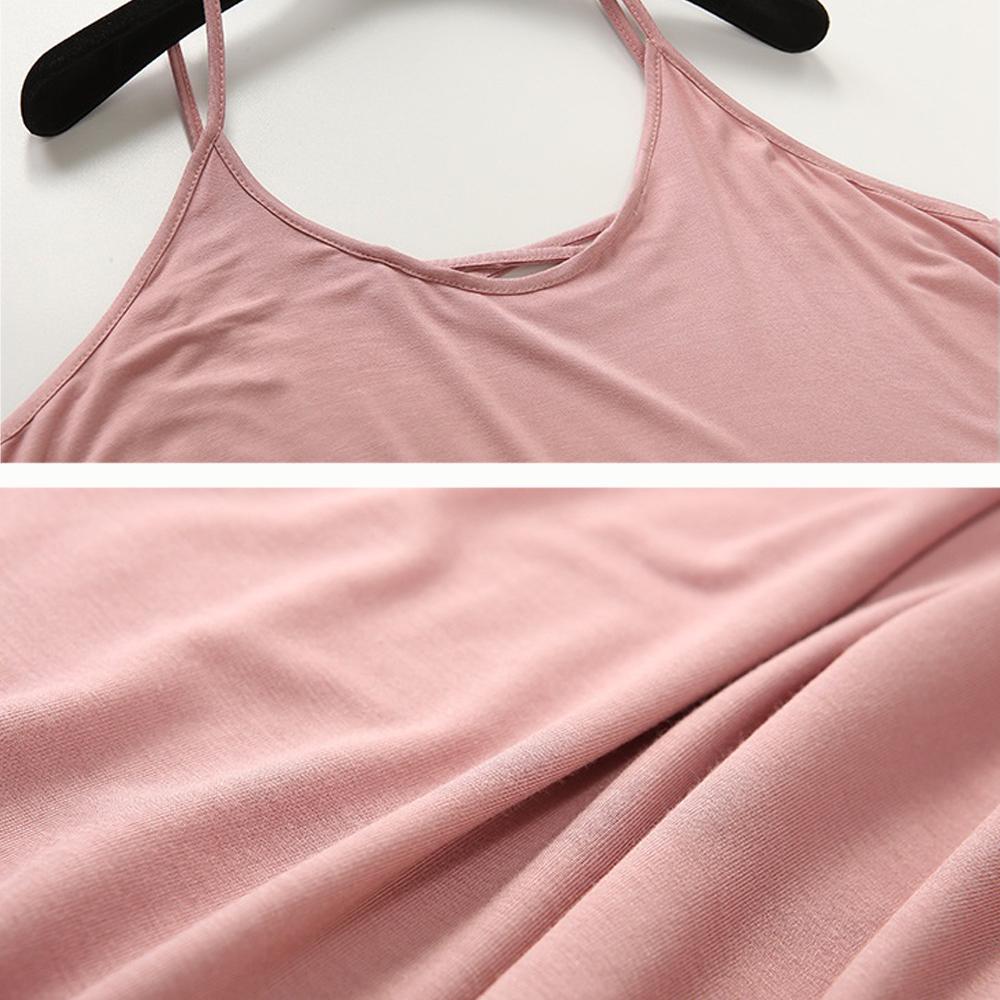 Женская ночная рубашка из бамбука и хлопка, эластичная, дышащая, удобная ночная рубашка, свободное платье-комбинация на бретельках, большие размеры