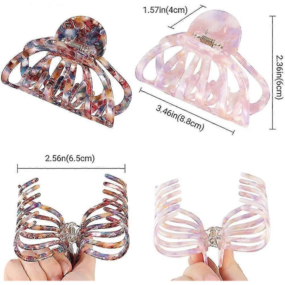Hair Clips, [2-pack] Bohemian Tortoise Shell Hair Claw Clips Strong Hold Big Hair Jaw Clip