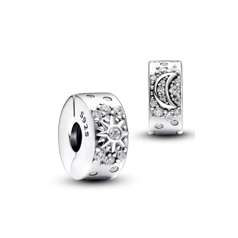 Шарм-клипса Застежка Лапка Луны Медь Квадратный Камень Разделительная Бусина Подходит для Оригинального Браслета Сделай Сам Для Женщины Девушки Ювелирные Изделия