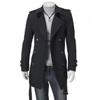 Autumn/Winter Men's Korean-Style Double-Breasted Wool Coat with Shoulder Badge