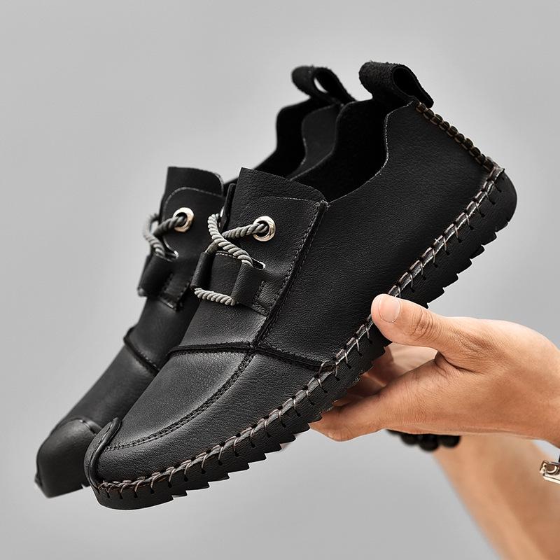 Новые модные кожаные весенние повседневные туфли мужские ручной работы винтажные лоферы на плоской подошве горячая распродажа мокасины большой размер rth678