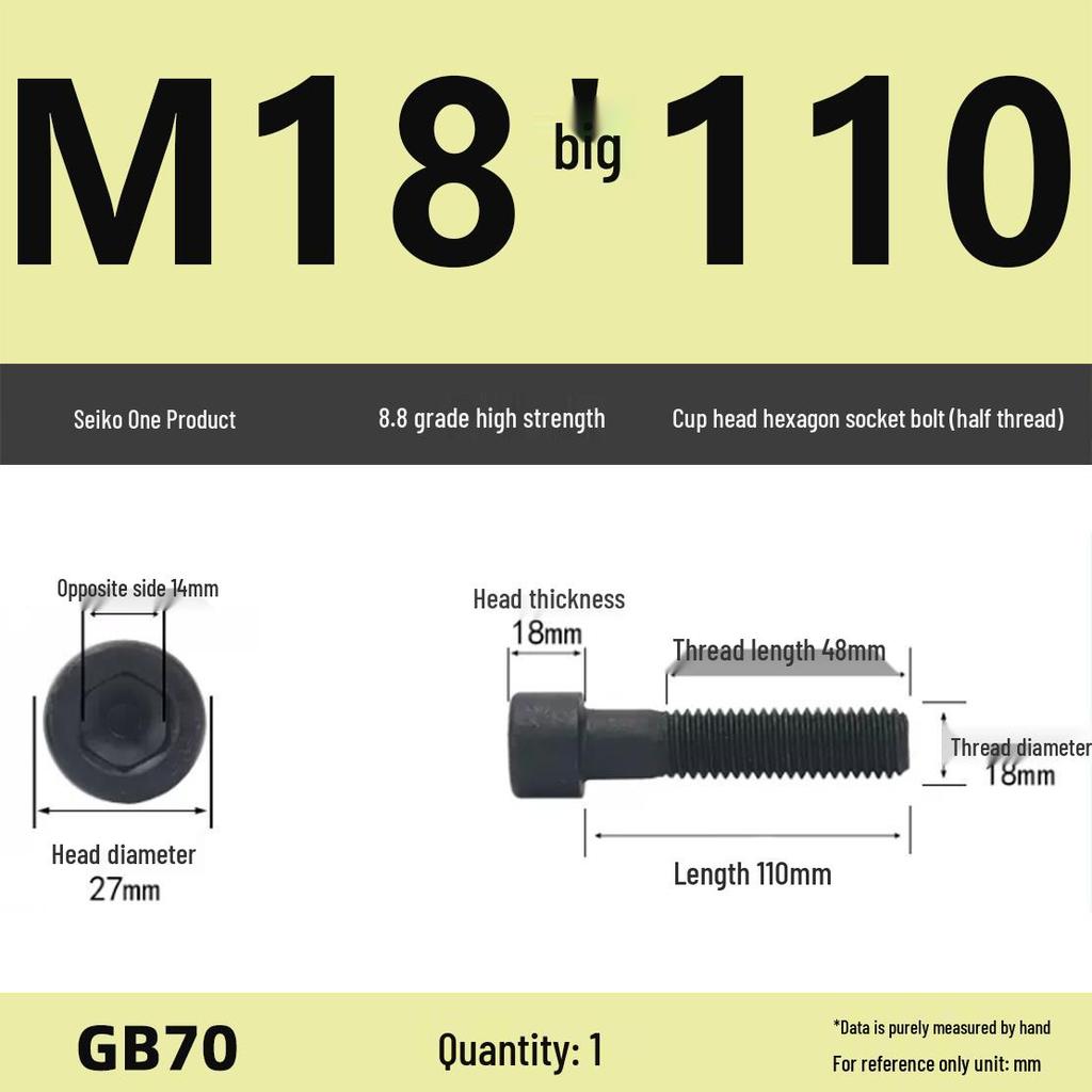 8.8 High-Strength Socket Head Cap Screw Bolt (M4-M16)