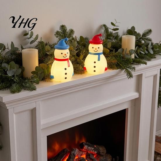 Desktop Nighttime Lighting Christmas Snowman LED Night Light, Portable Cartoon Desk Lamp with Hanging Ring for Cute Light Holiday Party Decor,