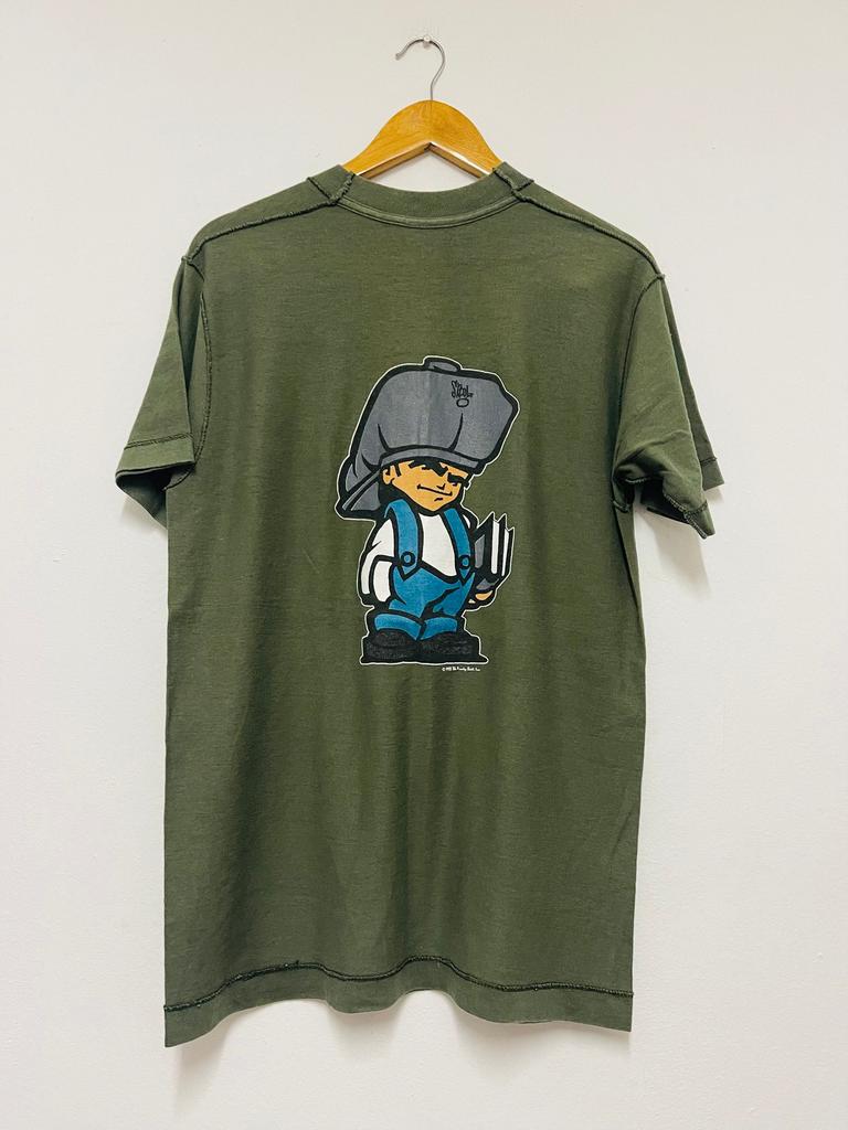 Vintage 90s The Funky Beat 1993 T-Shirt / Rave / Streetwear / Reversible / London / Green / M