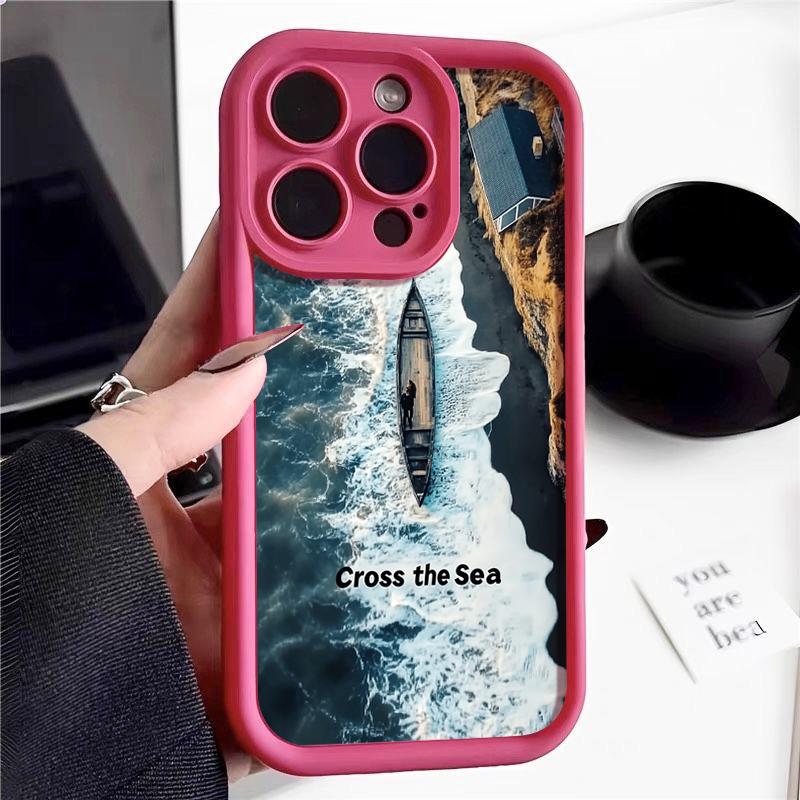 Синий морской принт противоударный чехол для iPhone 16 Pro Max 15 14 Pro 13 12 11 8 7 мягкий силиконовый защитный матовый чехол для телефона TPU