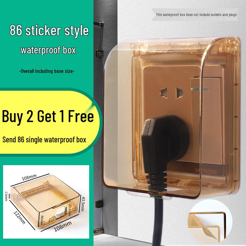Водонепроницаемая накладка для розетки типа 86 для ванной комнаты - Клейкая брызгозащищенная защитная коробка