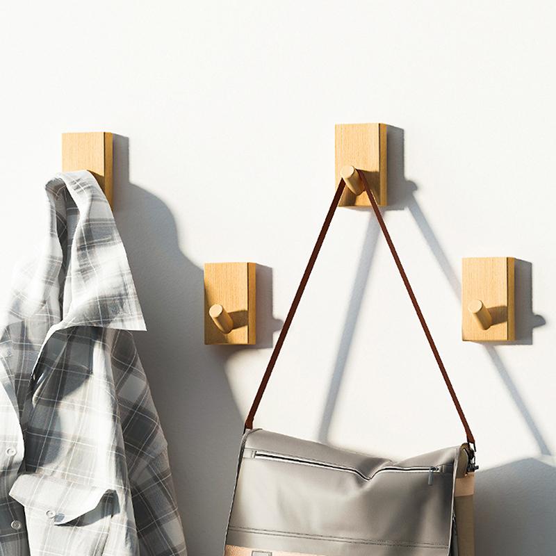 2 шт. Настенные крючки-вешалки из орехового дерева, без сверления, скандинавский крючок для пальто, держатель для полотенец, ключей, полка для хранения, украшение