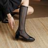 2025 новые женские крутые ботинки высокий каблук на молнии квадратный каблук женские босоножки на высоком каблуке повседневные черные на молнии резиновая мягкая подошва