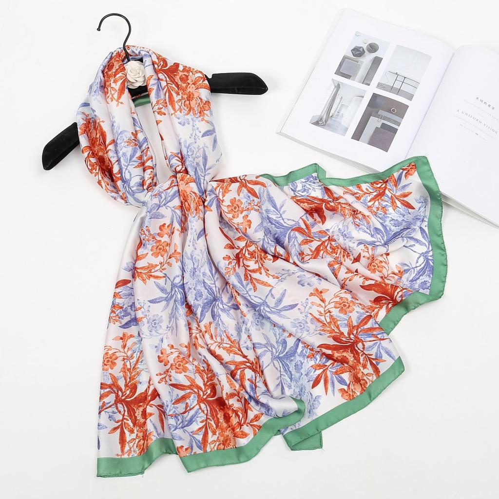 180*90CM Fashion Dustproof Big Bandanna Popular Satin Finish Silk Shawls Scarves Luxury Print Sunscreen Beach Towel