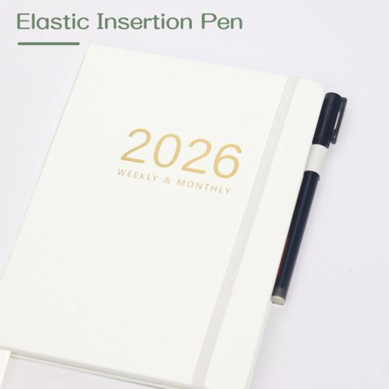 Планировщик на 2026 год A5 в твердом переплете, ежедневник с 12-месячным календарем, отслеживание целей